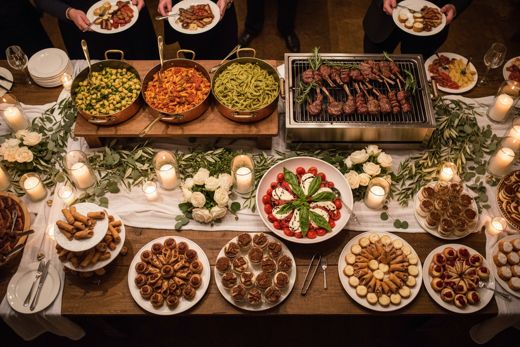Italian private party buffet catering spread