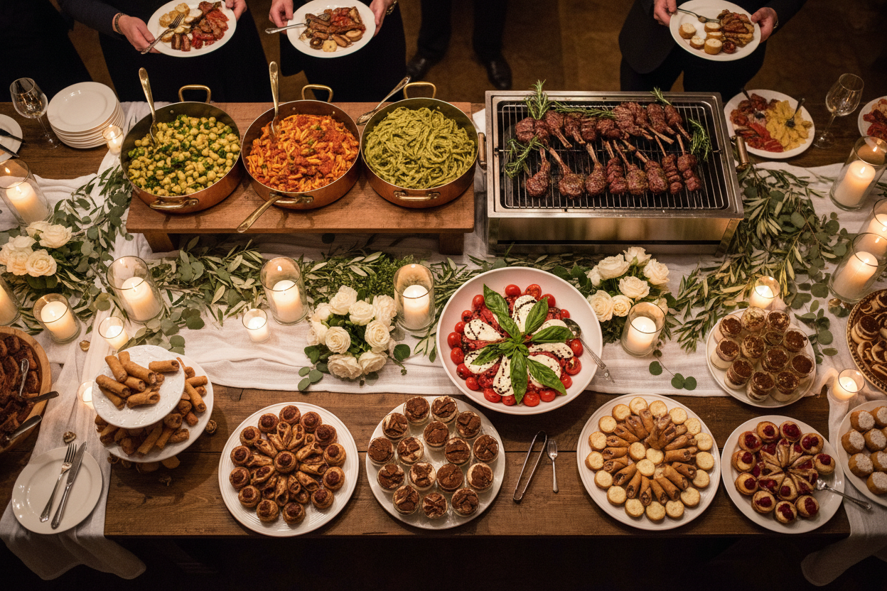 Italian private party buffet catering spread